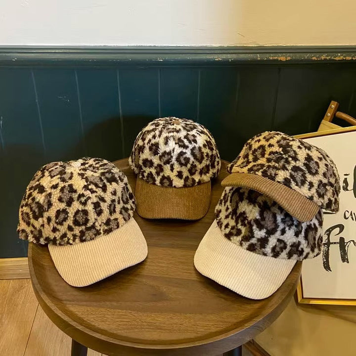 Women's Leopard Print Fleece Baseball Cap Kalsten