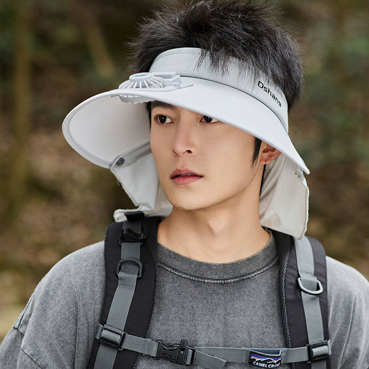 Large UV Protection Sun Visor with Removable Mini Fan and Folding Neck Protection Kalsten