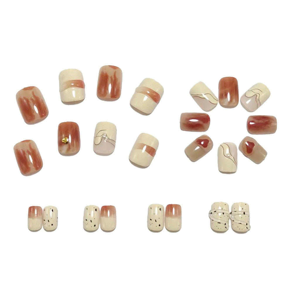 Artificial Nail Set with Marbled Design and Glitter Effects Kalsten