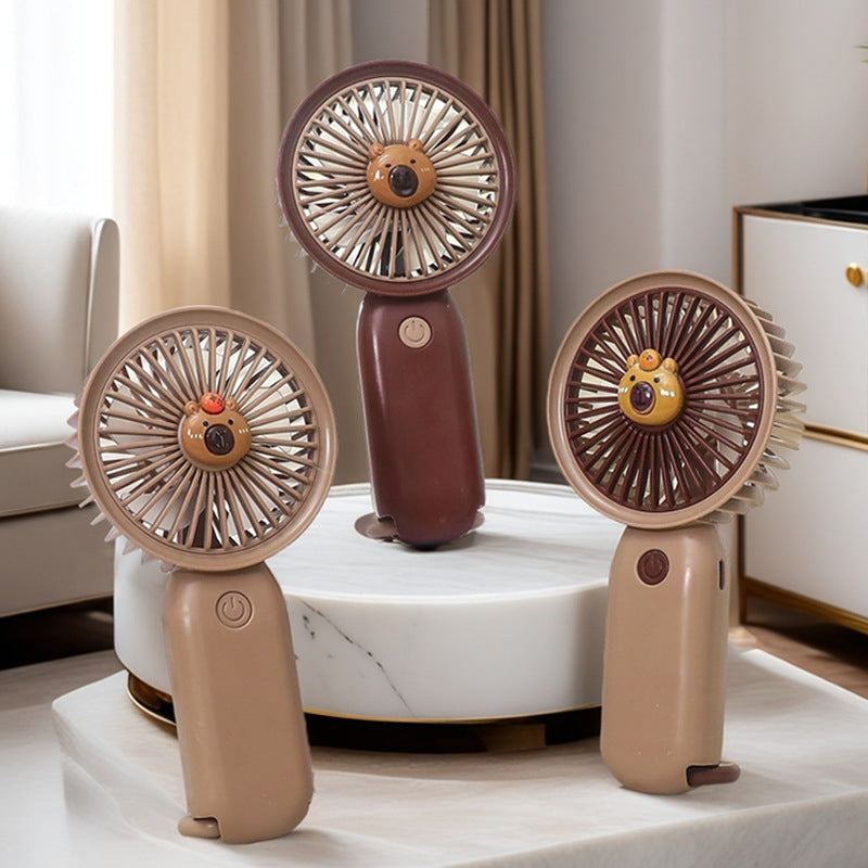 Women Portable Handheld Fan with Cute Bear Motif Kalsten