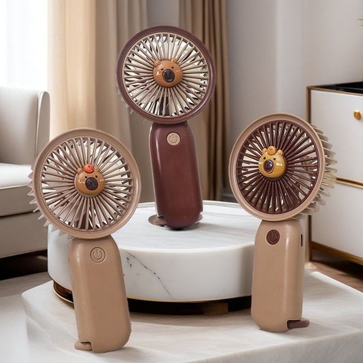 Women Portable Handheld Fan with Cute Bear Motif Kalsten