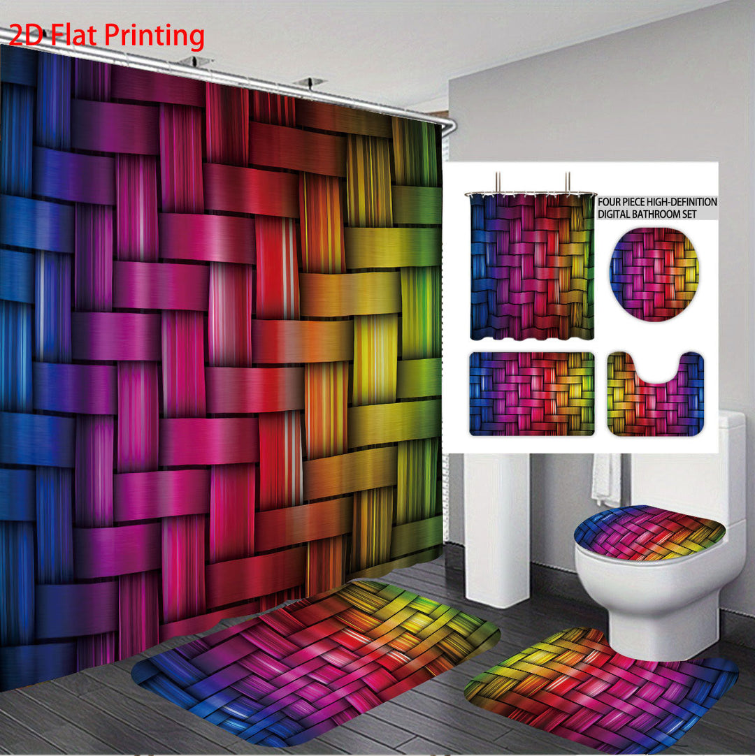 Digital Cube Pattern Bathroom Set Kalsten