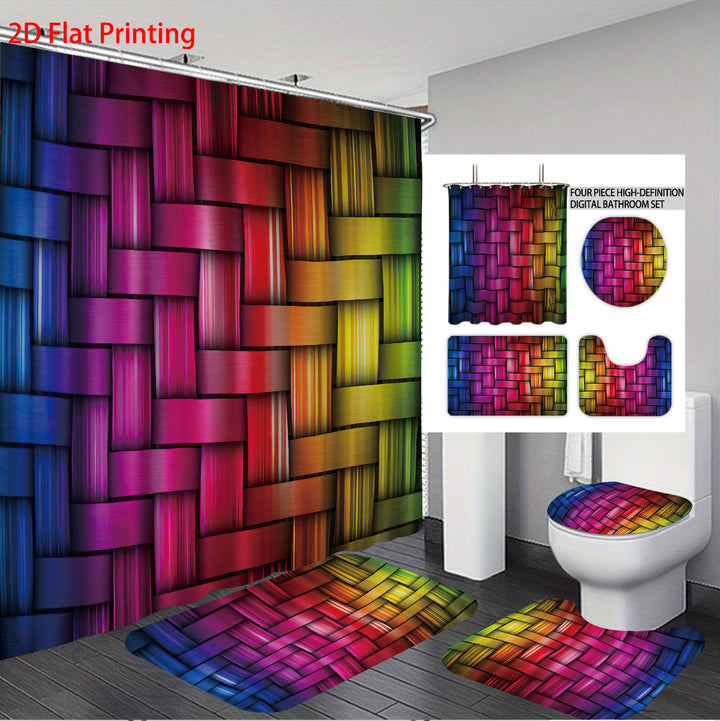 Digital Cube Pattern Bathroom Set Kalsten