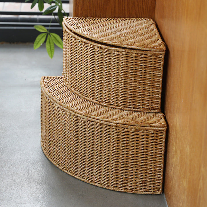 Corner Woven Storage Basket with Lid Kalsten
