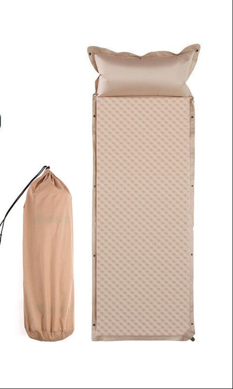 double connectable inflatable camping mattress with integrated dual pillows, egg-crate comfort surface and compact carry sack Kalsten