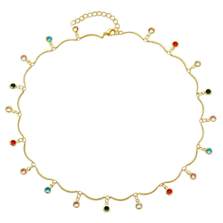 Gold-Plated Gemstone Charm Necklace Kalsten