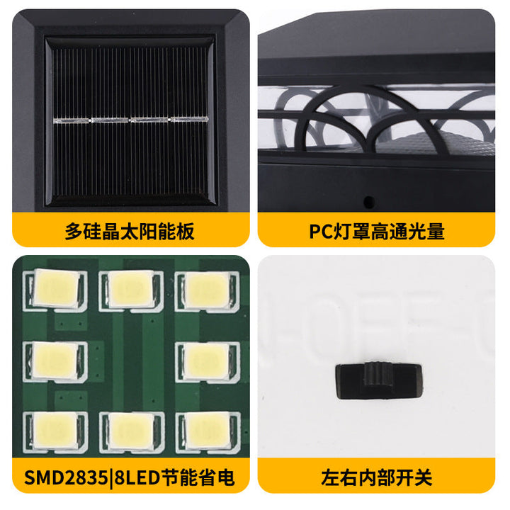 Decorative Solar LED Square Fence Post Cap With Lattice Pattern And Dual-Mode Warm And Cool Lighting Kalsten