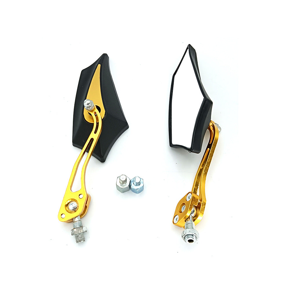 Sporty motorcycle rearview mirrors with rounded edges and adjustable viewing angle Kalsten