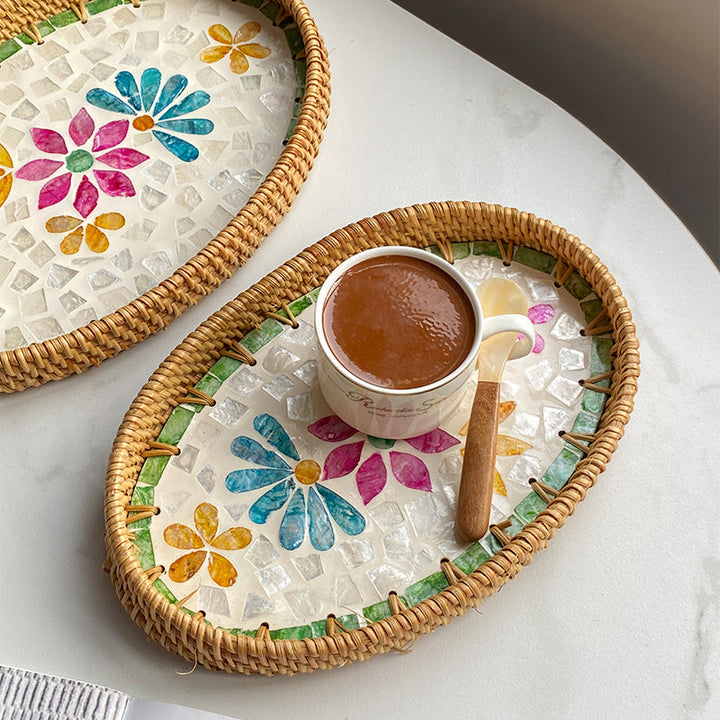 Ladies Elegant Serving Plate Set made of handwoven natural material Kalsten