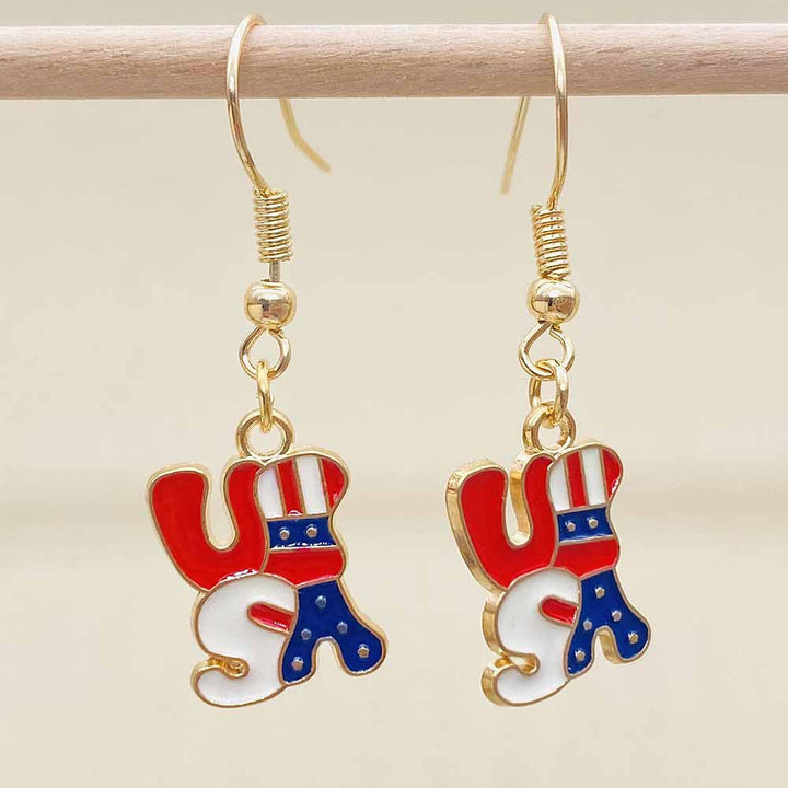 Women's filigree drop earrings with enameled flag pendants and metal hook closure Kalsten