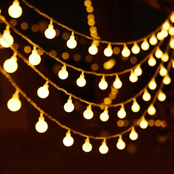 Warm White Star And Globe LED String Garland With Battery Pack And Weatherproof Bulbs Kalsten