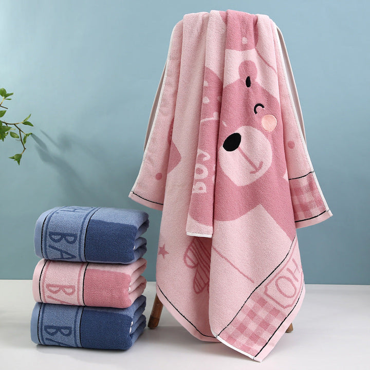 Cozy Terry Bath Towel With Cute Bear Motif Kalsten