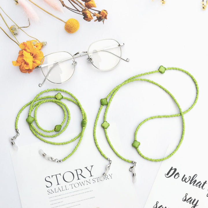 Beaded Eyewear Chain with Flower Accents Kalsten