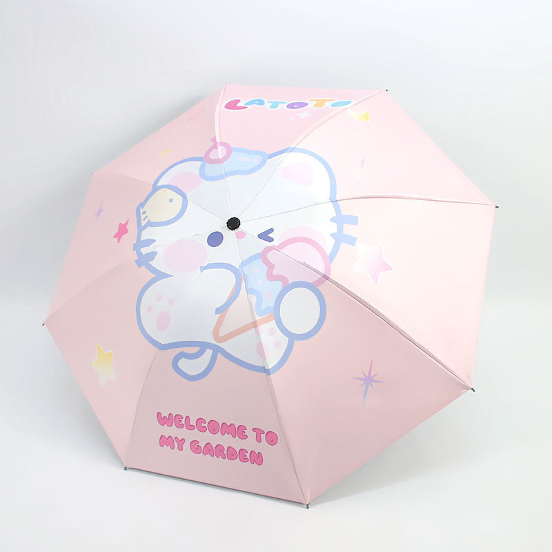 Women Folding Umbrella with Cute Animal Design Kalsten