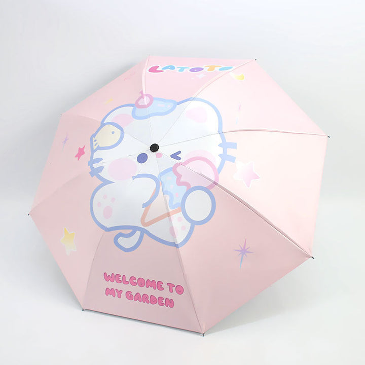 Women Folding Umbrella with Cute Animal Design Kalsten