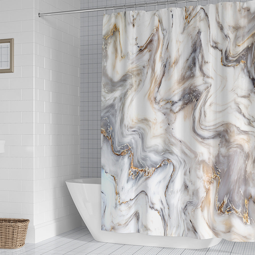 Elegant Marble-Patterned Shower Curtain Kalsten