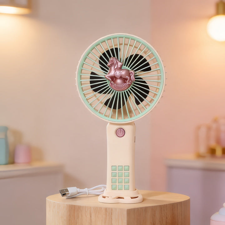 Women Portable Hand Fan with Innovative Unicorn Design Kalsten