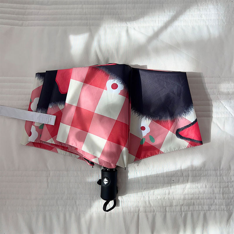 Women's Foldable Umbrella with Stylish Check Pattern Kalsten