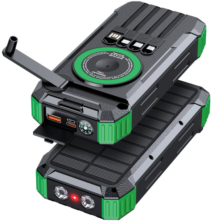 Multifunctional Solar Power Bank with LED Light and Integrated Charging Cable Kalsten