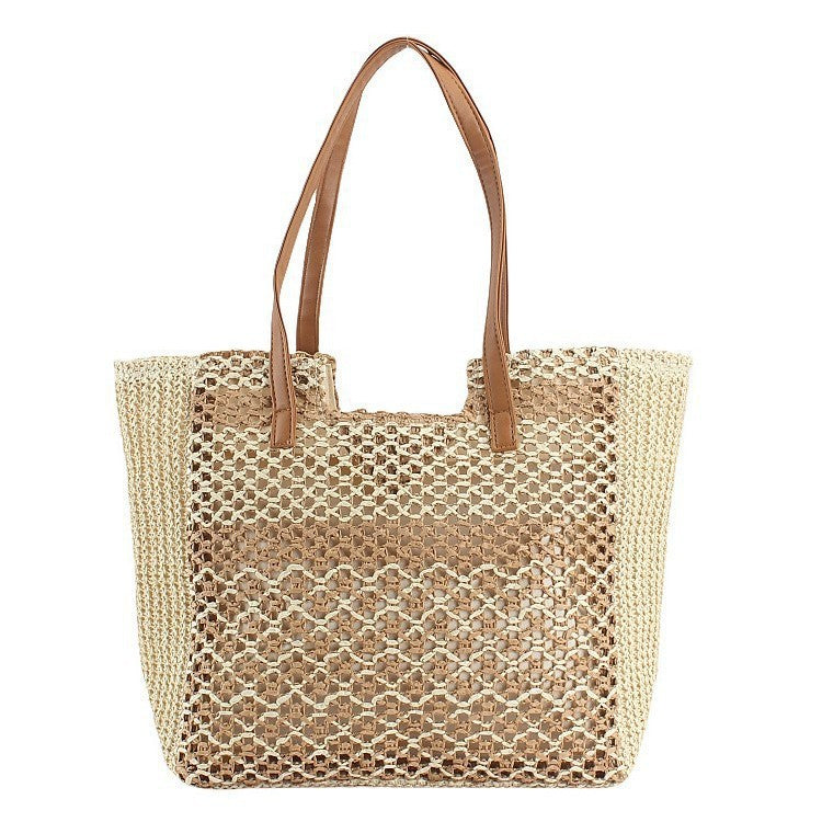 Handcrafted basket bag with leather handles Kalsten