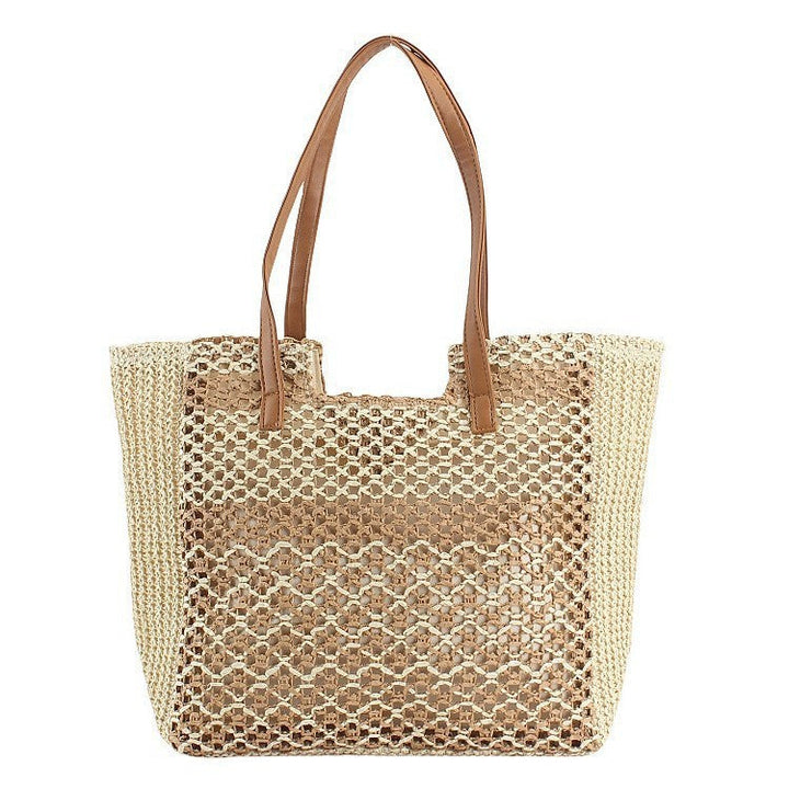 Handcrafted basket bag with leather handles Kalsten