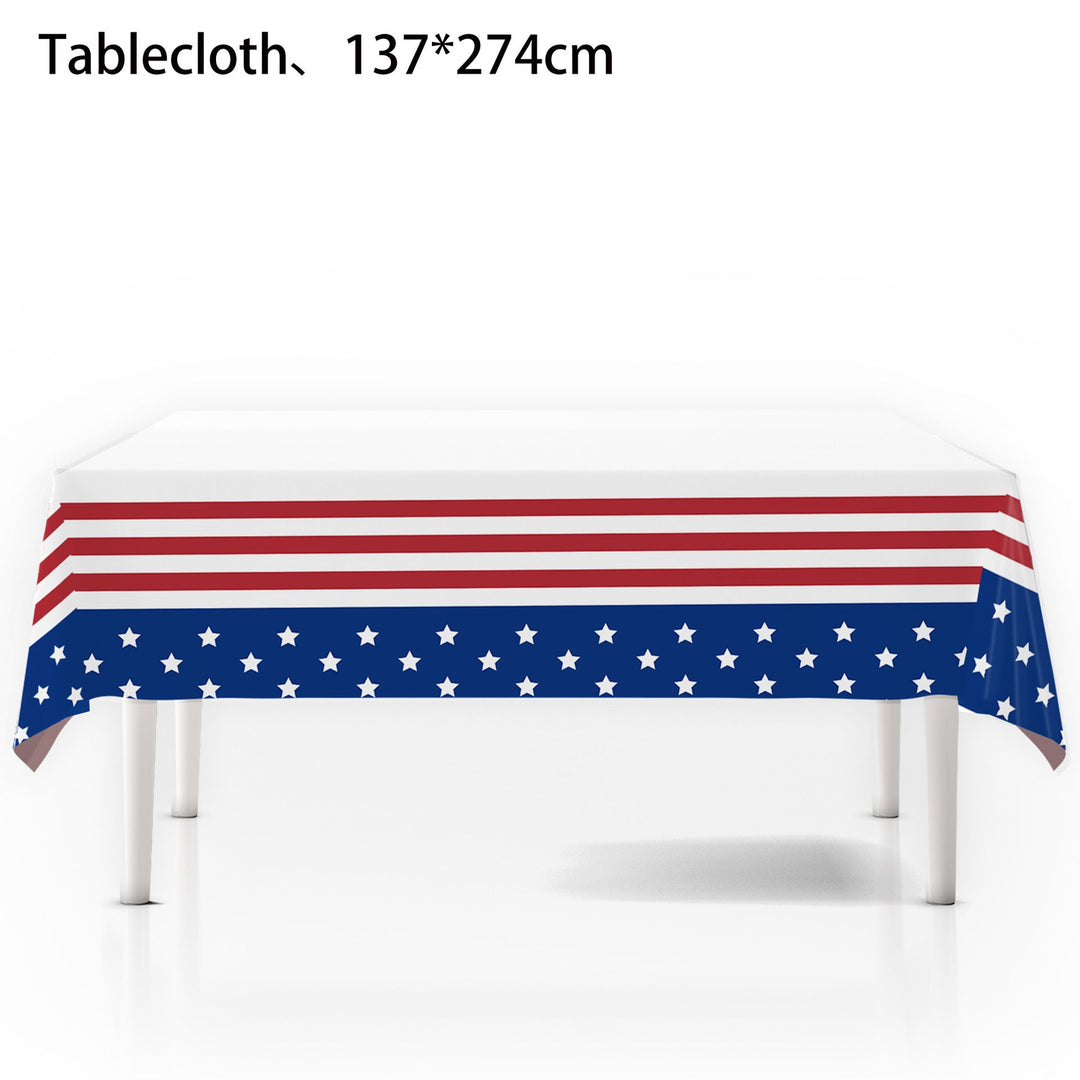 Unisex nan patriotic rectangular party tablecloth with stars and stripes waterproof disposable plastic Kalsten