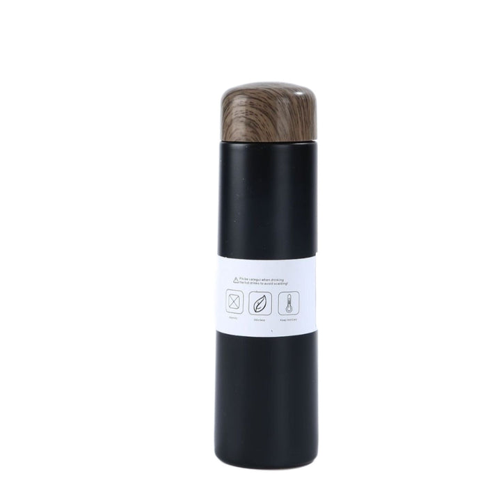Women vacuum-insulated water bottle with innovative wooden lid Kalsten