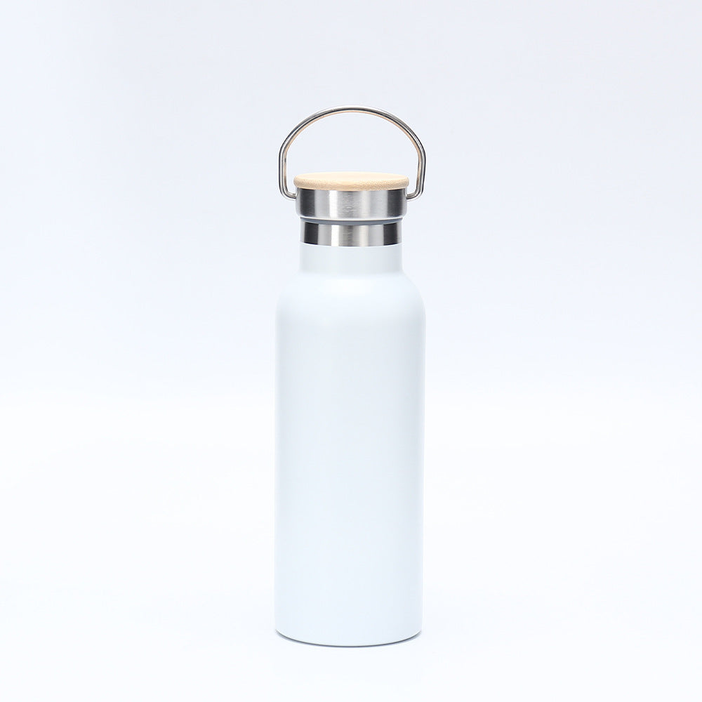 Women's insulated stainless steel drinking bottle with wooden lid Kalsten
