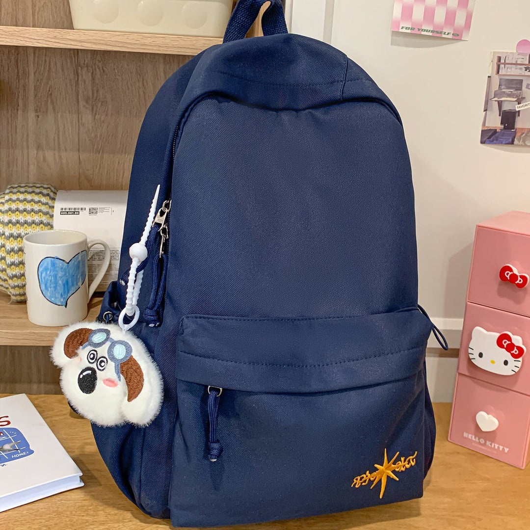 Casual Fabric Zip-Up School Backpack
