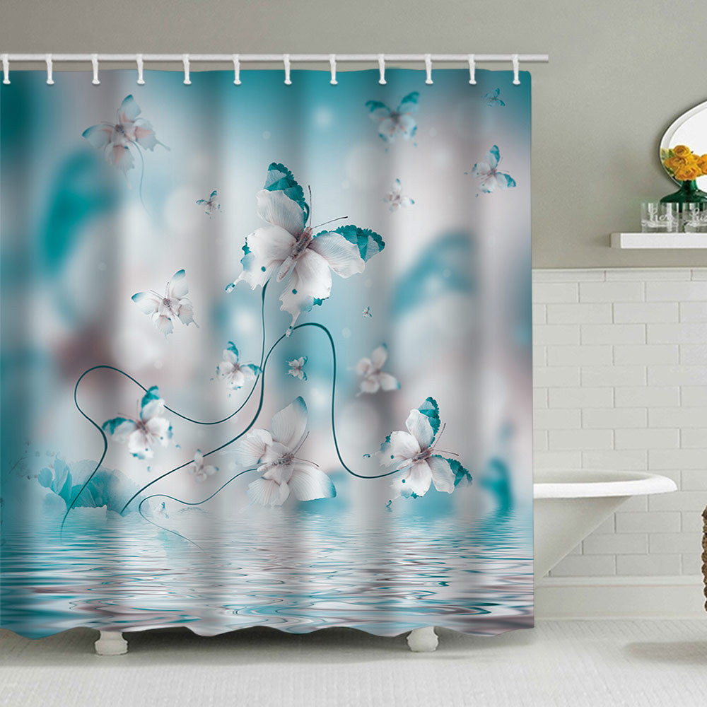 Butterfly-Inspired Floral Shower Curtain Kalsten