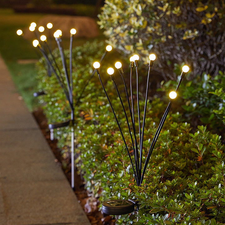 Solar LED Dandelion Garden Stake Lights With Flexible Multi-Head Stems And Integrated Solar Panel Kalsten