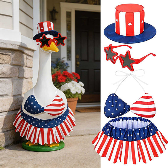 Unisex decorative fabric gander with patriotic costume and removable top hat Kalsten