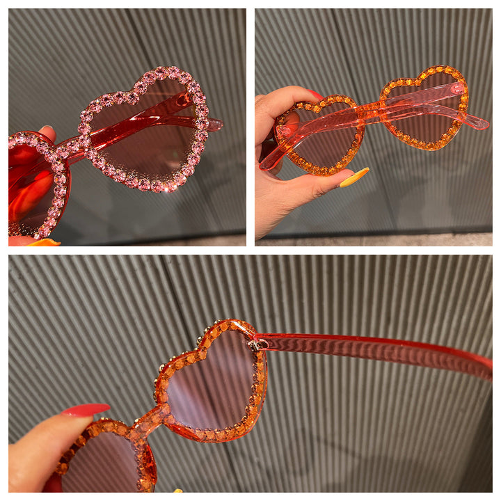 Women's Heart-Shaped Sunglasses with Rhinestone Decoration Kalsten