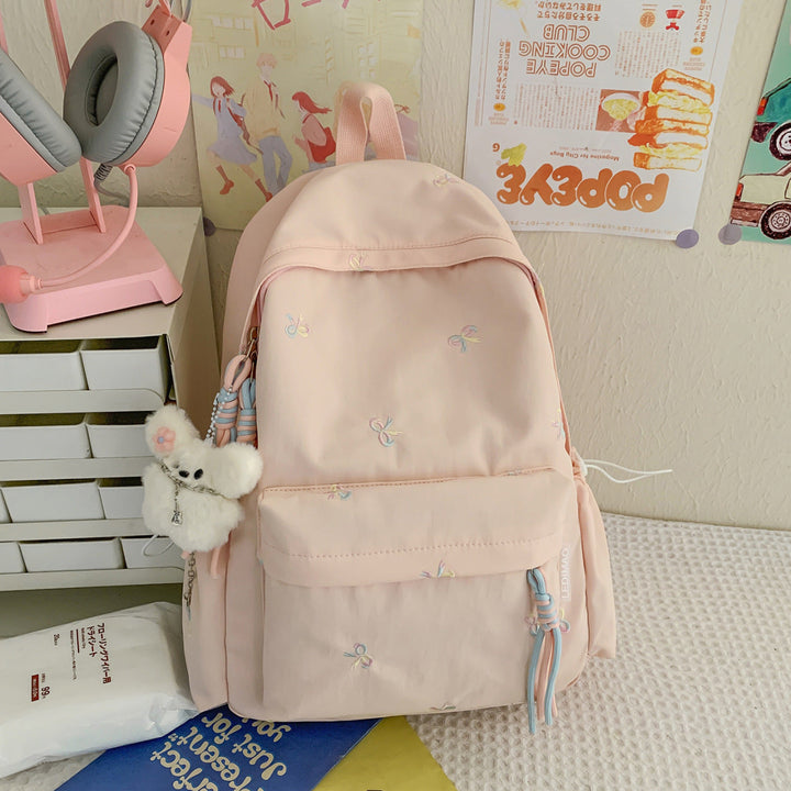 Embroidered Floral Pattern School Backpack