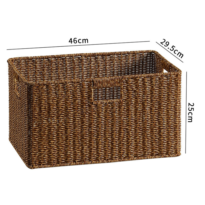 Handwoven Rectangular Storage Bin with Cutout Handles Kalsten