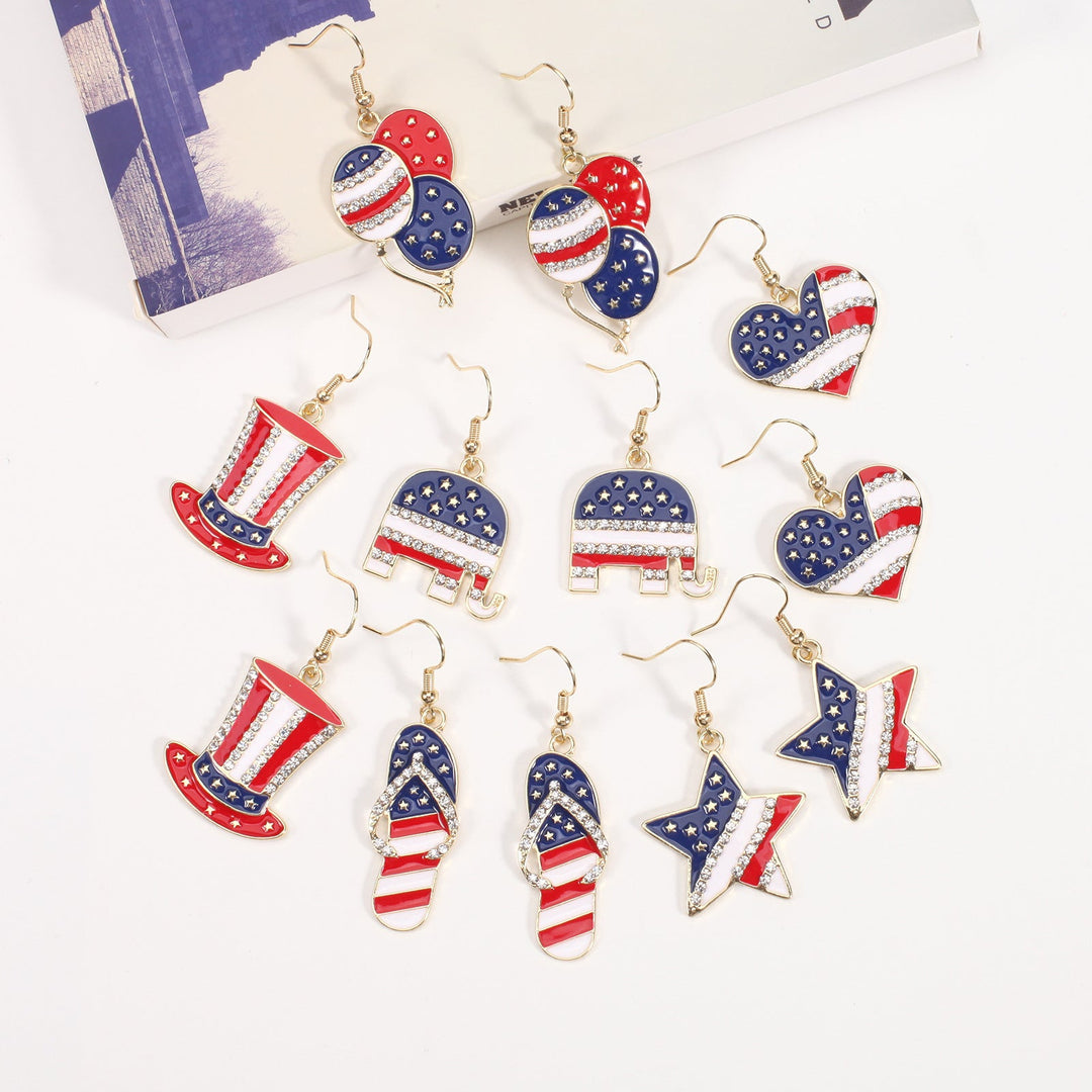 Women's filigree earrings in flag design with crystal stripes and enamel trim Kalsten
