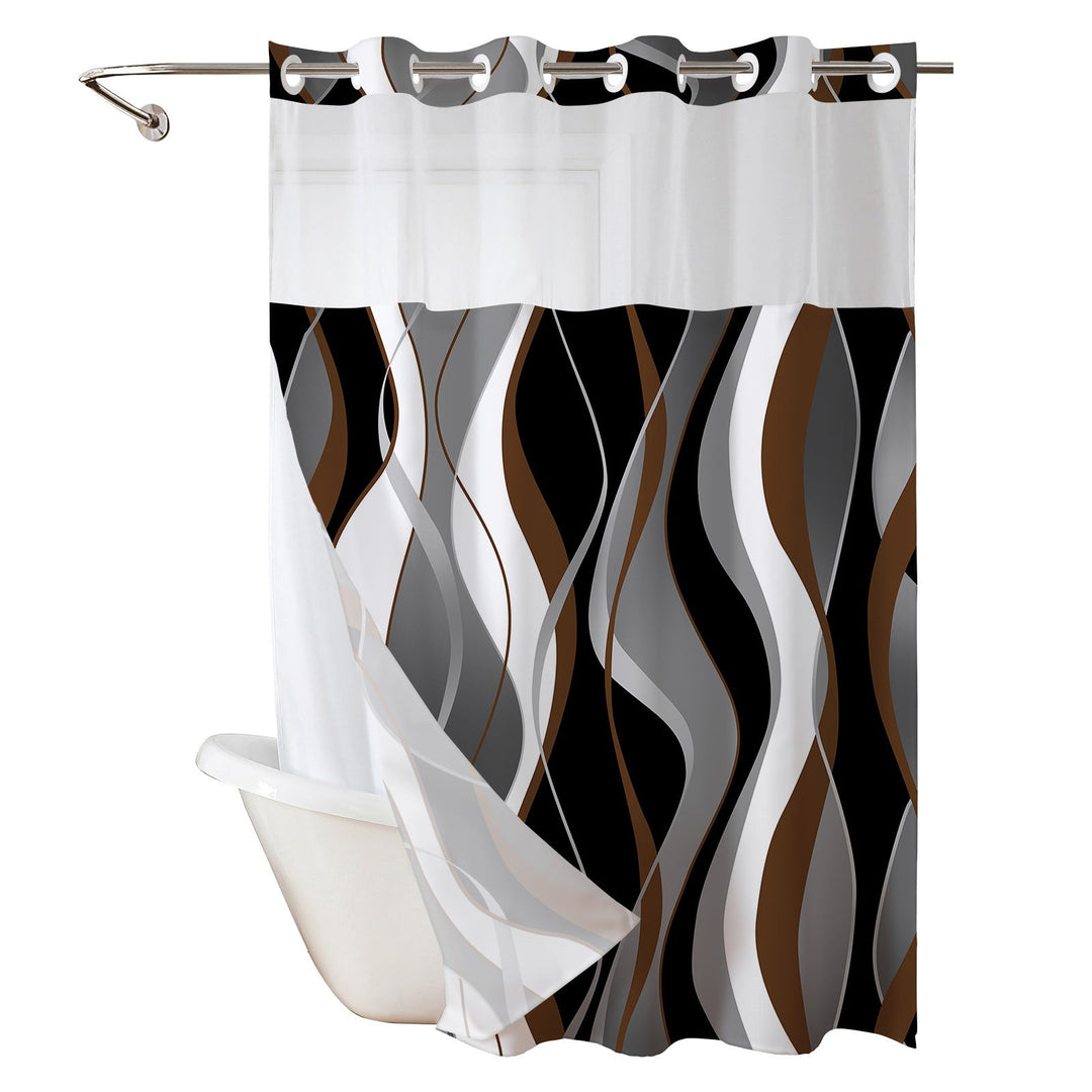 Modern Abstract Wave Pattern Shower Curtain Kalsten