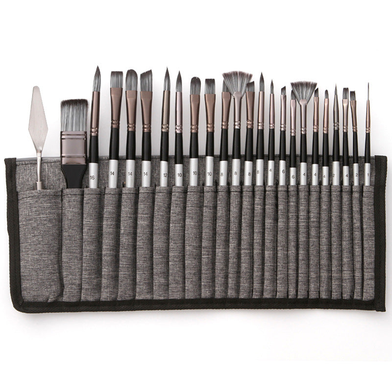 Brush set 24-piece with roll-up case and palette knife | Kalsten