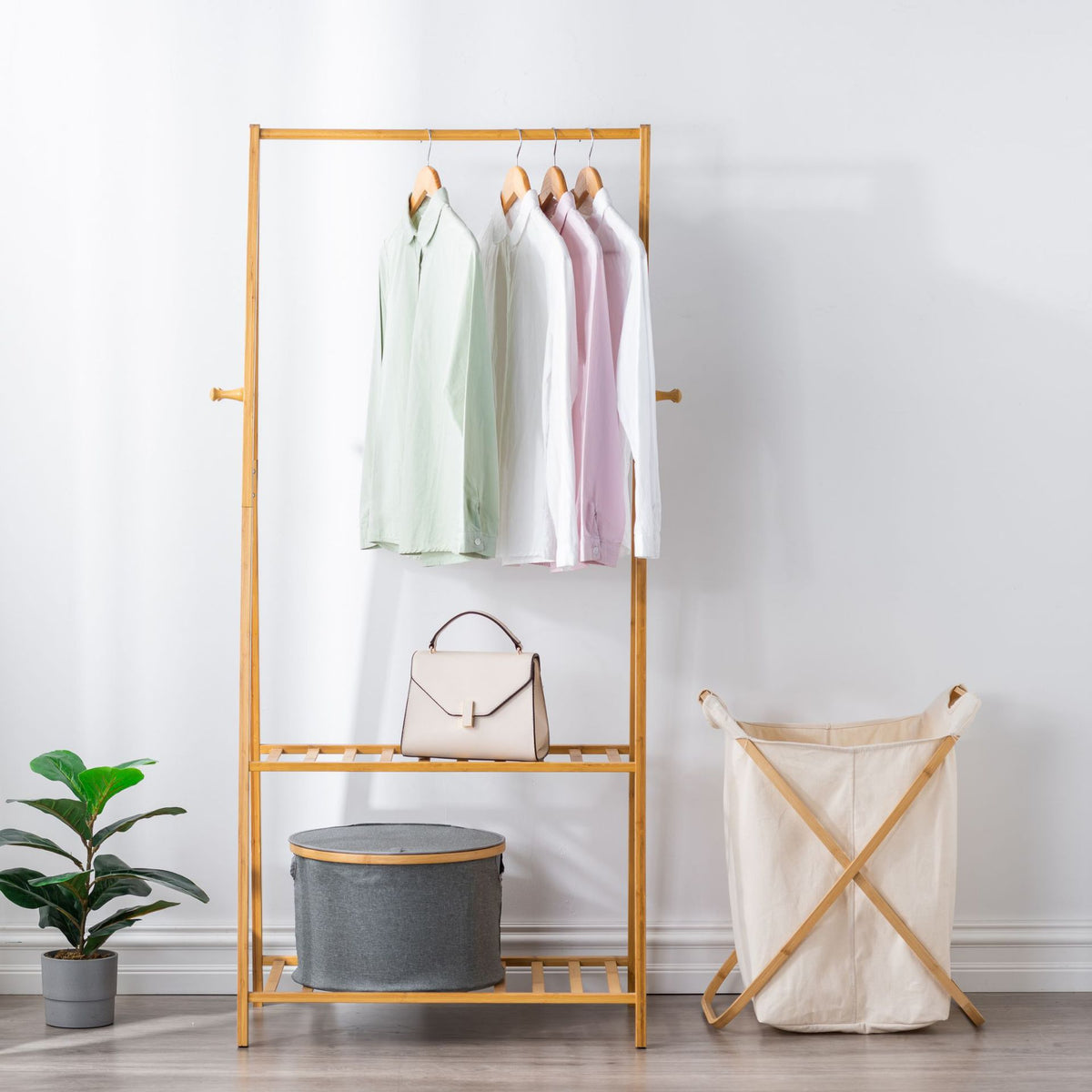 Storage basket with sturdy bamboo lid Acalora