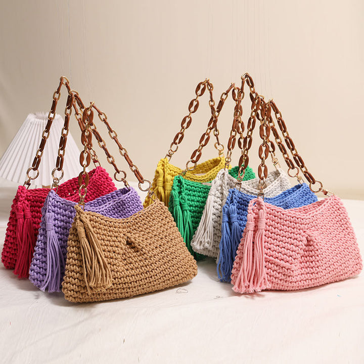 Handcrafted macrame bag with fashionable fringes Kalsten