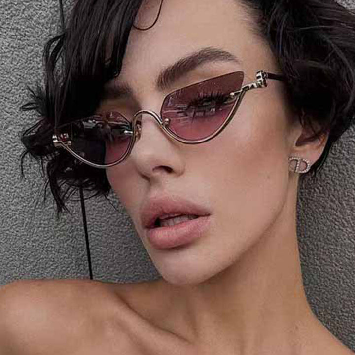 Ladies Cat-Eye Sunglasses with Gold-Colored Metal Frame and UV Protection Kalsten