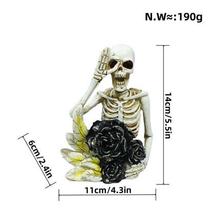 Stylish skeleton figure with top hat and black rose Acalora