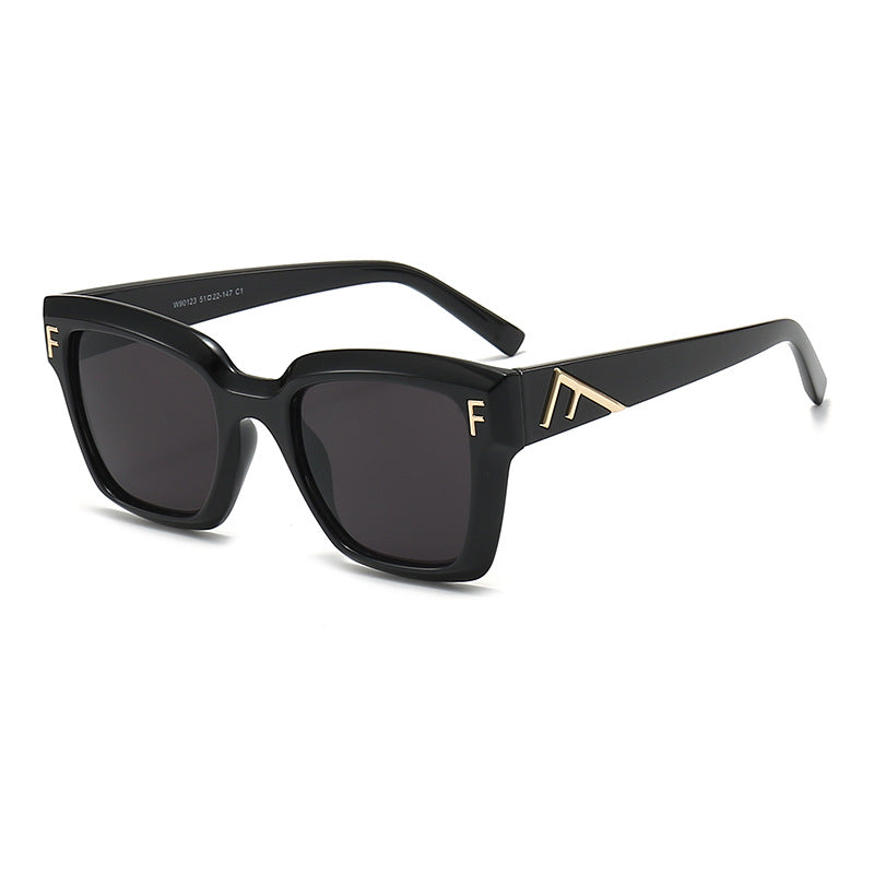Ladies fashionable square sunglasses with gold details Kalsten