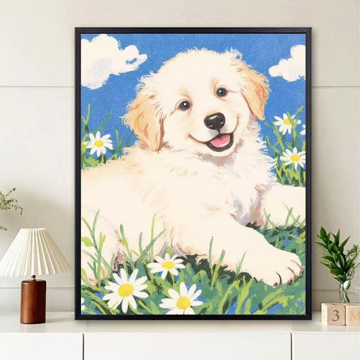 Cute Puppy Illustration Wall Art Kalsten