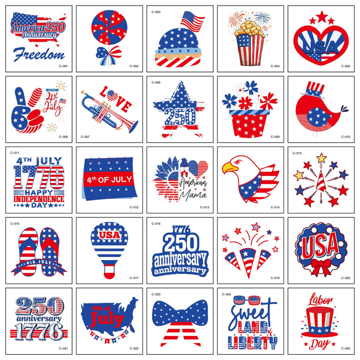 Unisex nan patriotic Party Sticker Collection with USA motifs on matte vinyl Kalsten