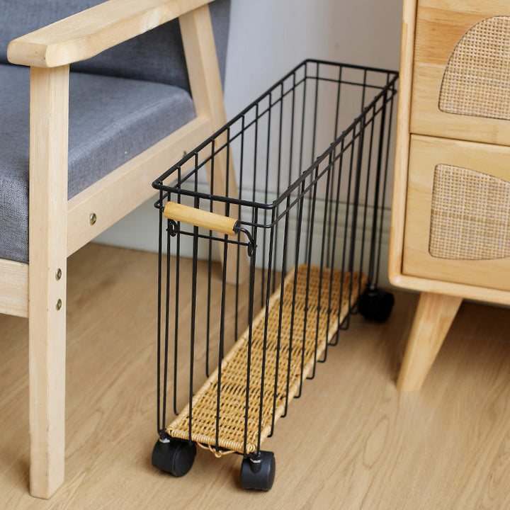 Rolling Wicker Storage Cart Kalsten
