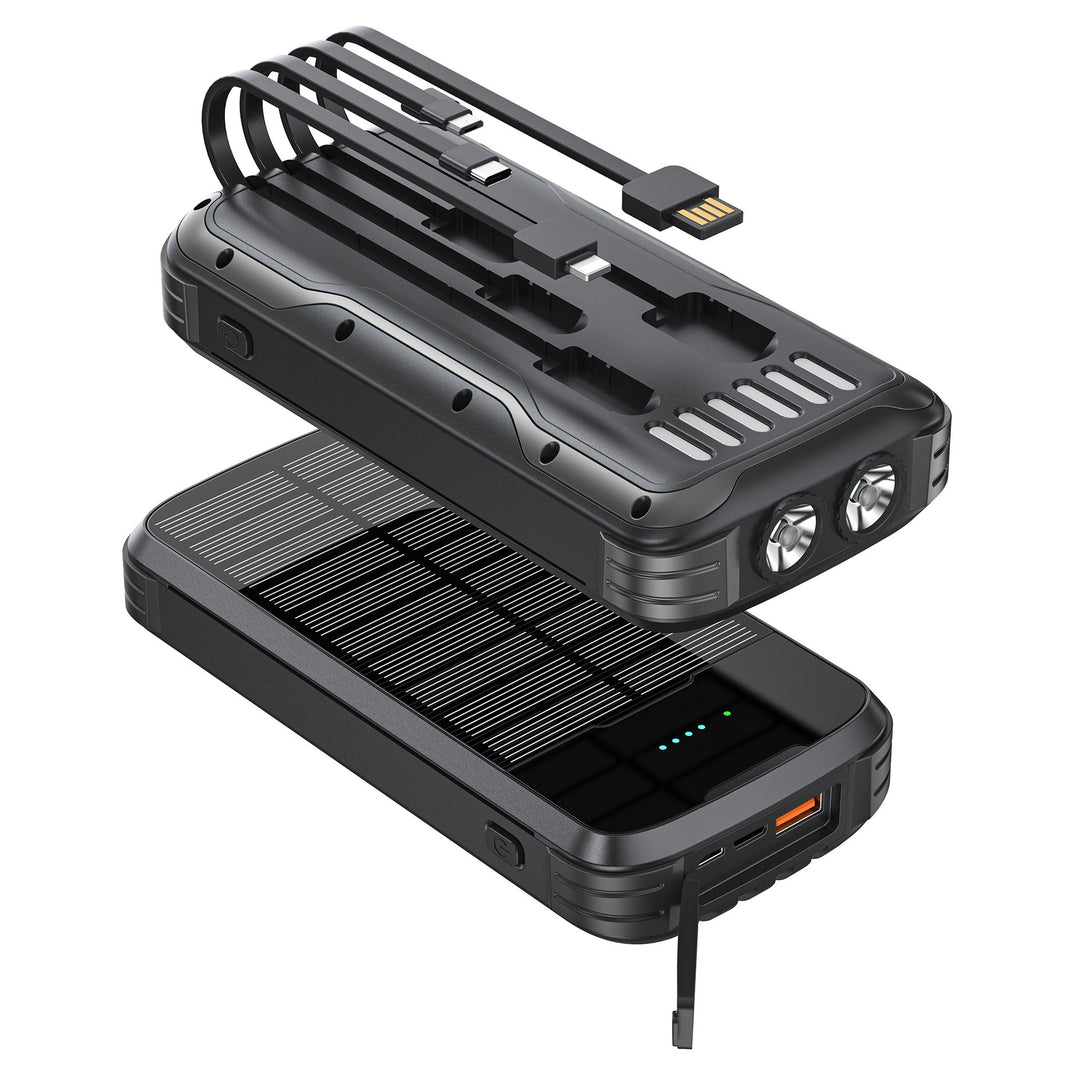 Robust Solar Powerbank with Integrated Flashlight and Multifunctional Charging Connection Kalsten