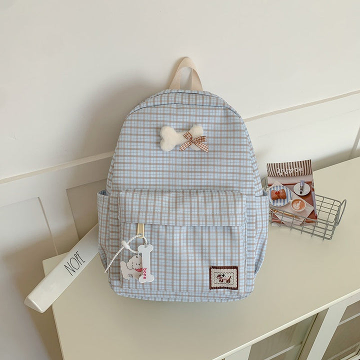 Adorable Character-Themed Grid School Backpack