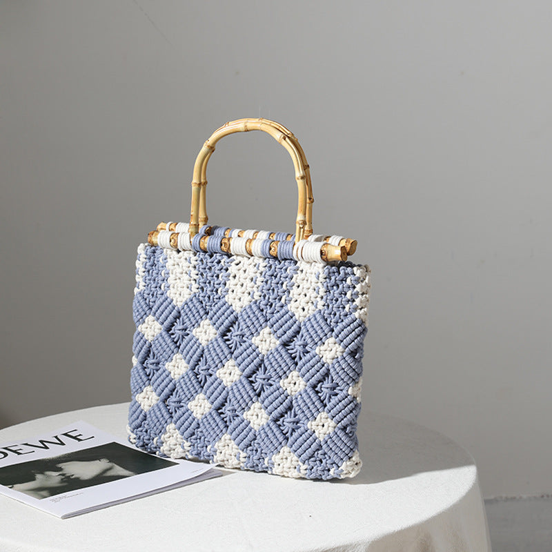 Stylish, Braided Handbag with Unique Checkered Pattern Kalsten