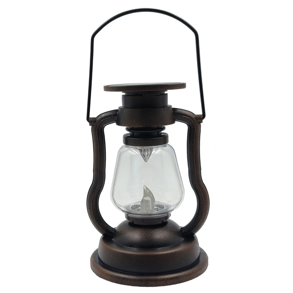 Antique-Style LED Hurricane Lantern With Flickering Flame Effect Glass Globe And Hanging Handle Portable Decorative Lamp Kalsten
